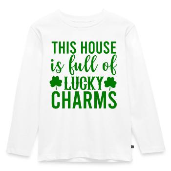 This House Is Full Of Lucky Charms - Kids' Premium Longsleeve Shirt - white - Front - AI Model Kid Female (0cm)