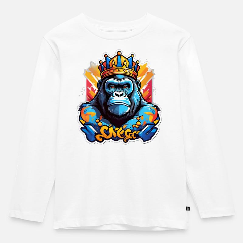 Blue Gorilla Crowned Graffiti - Kids' Premium Longsleeve Shirt - white