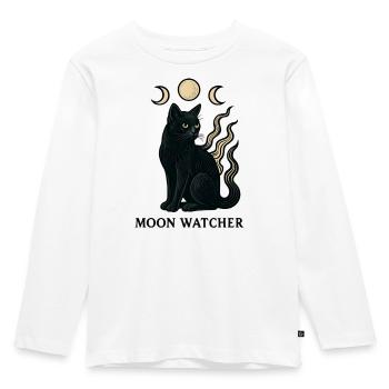 Mondwächter Katze - Kinder Premium Bio Langarmshirt - Weiß - Vorne - AI Model Kid Female (0cm)