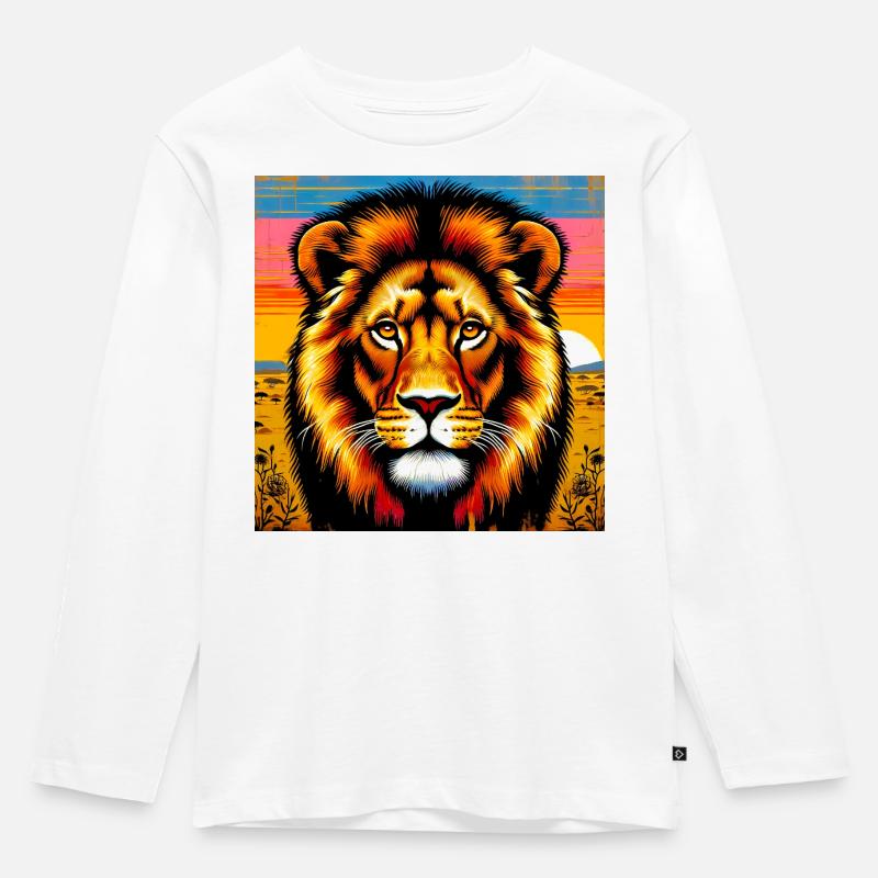 Löwe - Kinder Premium Bio Langarmshirt - Weiß