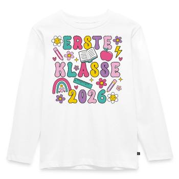 Erste Klasse 2026 Einschulung Mädchen Geschenkidee - Kinder Premium Bio Langarmshirt - Weiß - Vorne - AI Model Kid Female (0cm)