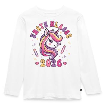 Einschulung Erste Klasse 2026 Mädchen Geschenk - Kinder Premium Bio Langarmshirt - Weiß - Vorne - AI Model Kid Female (0cm)