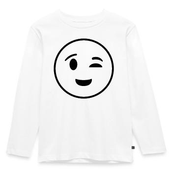 Happy face closing one eye - Kids' Premium Longsleeve Shirt - white - Front - AI Model Kid Female (0cm)