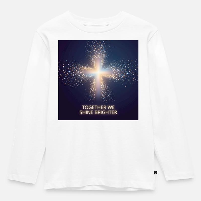 Lichtkreuz Gemeinsam Strahlen - Kinder Premium Bio Langarmshirt - Weiß