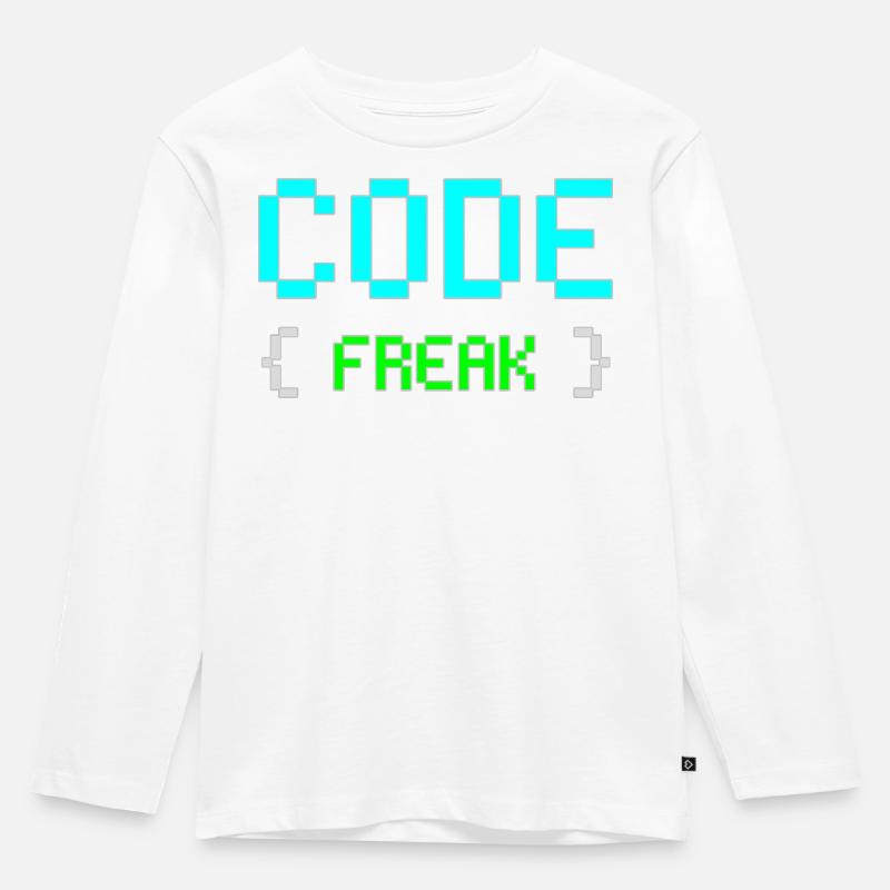 Pixel Code Freak Neon Tee - Kids' Premium Longsleeve Shirt - white