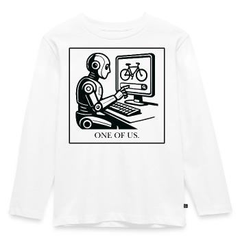 Robotik-Design Fahrrad am Monitor - Kinder Premium Bio Langarmshirt - Weiß - Vorne - AI Model Kid Female (0cm)