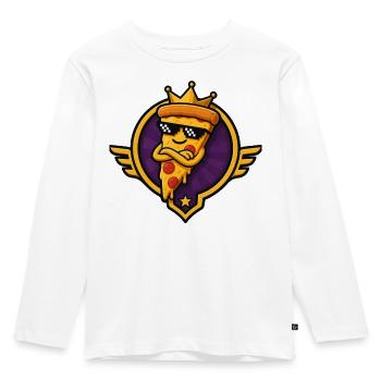 Königliche Pizza mit Sonnenbrille - Kinder Premium Bio Langarmshirt - Weiß - Vorne - AI Model Kid Female (0cm)