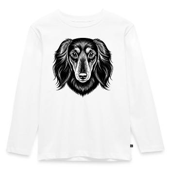 Teckel aux longs cheveux - T-shirt manches longues Premium Enfant - blanc - Devant - AI Model Kid Female (0cm)