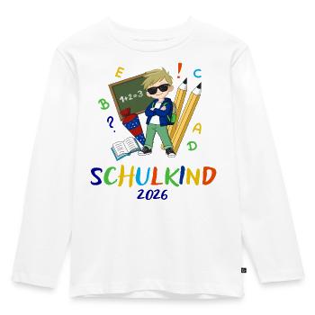 Schulkind 2026 Bunt - Kinder Premium Bio Langarmshirt - Weiß - Vorne - AI Model Kid Female (0cm)