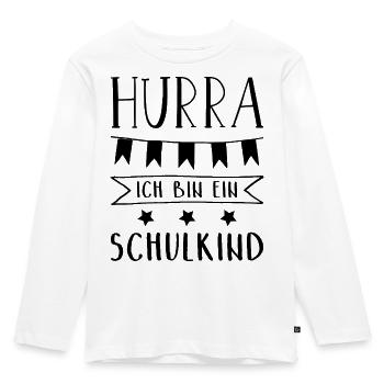 Hurra Ich bin ein Schulkind Einschulung - Kinder Premium Bio Langarmshirt - Weiß - Vorne - AI Model Kid Female (0cm)