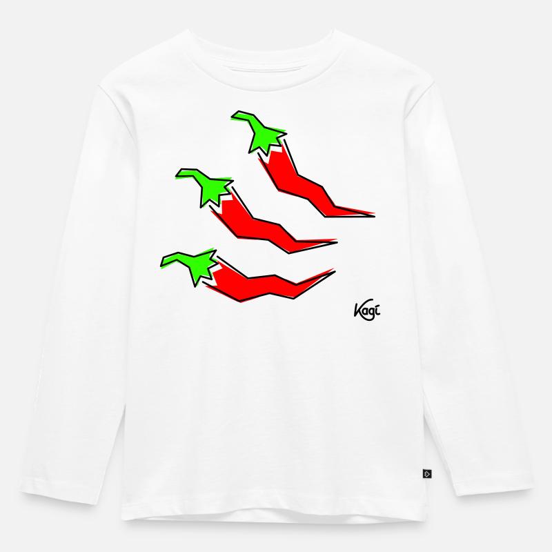 drei Pepperonis - Kinder Premium Bio Langarmshirt - Weiß
