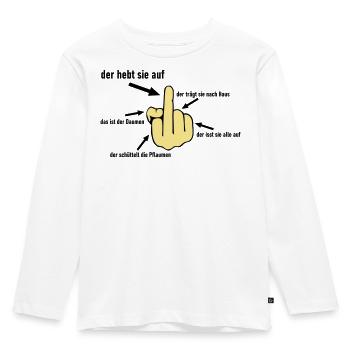 Mittelfinger hebt sie auf - Kinder Premium Bio Langarmshirt - Weiß - Vorne - AI Model Kid Female (0cm)