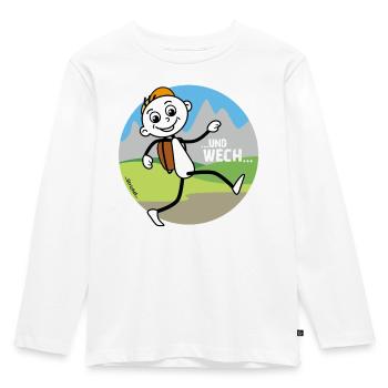 Wander Figur verabschiedet sich. - Kinder Premium Bio Langarmshirt - Weiß - Vorne - AI Model Kid Female (0cm)