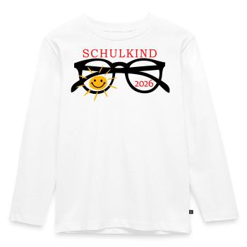 coole Sonnenbrille Schulkind  - Kinder Premium Bio Langarmshirt - Weiß - Vorne - AI Model Kid Female (0cm)