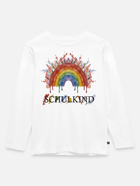 Schulkind Regenbogen - Kinder Premium Bio Langarmshirt - Weiß