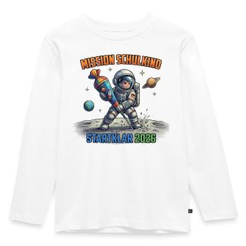 Mission Schulkind 2026 Weltraum - Kinder Premium Bio Langarmshirt - Weiß - Vorne - AI Model Kid Female (0cm)