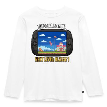 Gamer Schulkind 2026 Next Level - Kinder Premium Bio Langarmshirt - Weiß - Vorne - AI Model Kid Female (0cm)