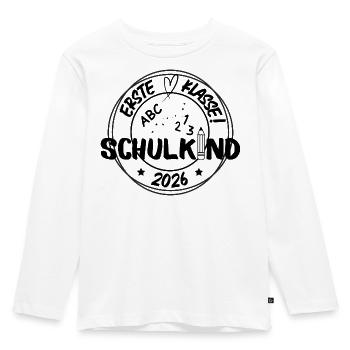 Schulkind 2026 - Kinder Premium Bio Langarmshirt - Weiß - Vorne - AI Model Kid Female (0cm)