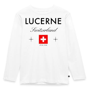 Lucerne Switzerland Coordinates Travel Souvenir - Kids' Premium Longsleeve Shirt - white - Front - AI Model Kid Female (0cm)