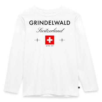 Grindelwald Schweiz Koordinaten Reise Souvenir - Kinder Premium Bio Langarmshirt - Weiß - Vorne - AI Model Kid Female (0cm)