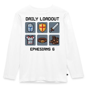 Waffenrüstung Gottes Pixel Art- Epheser 6 - Kinder Premium Bio Langarmshirt - Weiß - Vorne - AI Model Kid Female (0cm)