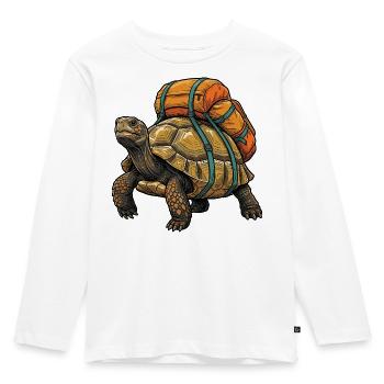 Hiking Turtle - Outdoor Adventure - Kids' Premium Longsleeve Shirt - white - Front - AI Model Kid Female (0cm)