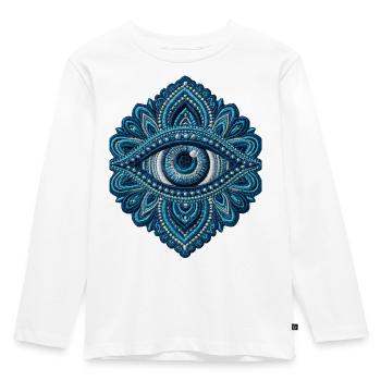 Eye in Embroidery Mandala Gift - Kids' Premium Longsleeve Shirt - white - Front - AI Model Kid Female (0cm)