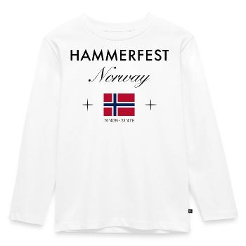Hammerfest Norwegen Koordinaten Reise Souvenir - Kinder Premium Bio Langarmshirt - Weiß - Vorne - AI Model Kid Female (0cm)