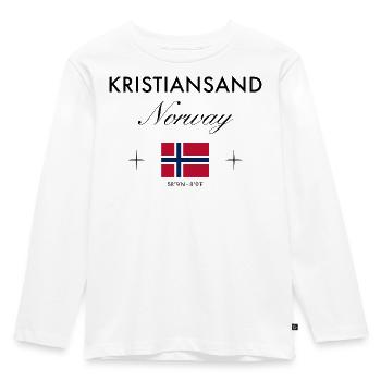Kristiansand Norwegen Koordinaten Reise Souvenir - Kinder Premium Bio Langarmshirt - Weiß - Vorne - AI Model Kid Female (0cm)