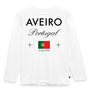 Aveiro Portugal Koordinaten Reise Souvenir - Kinder Premium Bio Langarmshirt - Weiß - Vorne - AI Model Kid Female (0cm)
