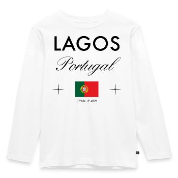Lagos Portugal Coordinates Travel Souvenir - Kids' Premium Longsleeve Shirt - white - Front - AI Model Kid Female (0cm)
