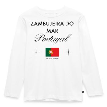 Zambujeira do Mar Portugal Koordinaten Reise - Kinder Premium Bio Langarmshirt - Weiß - Vorne - AI Model Kid Female (0cm)