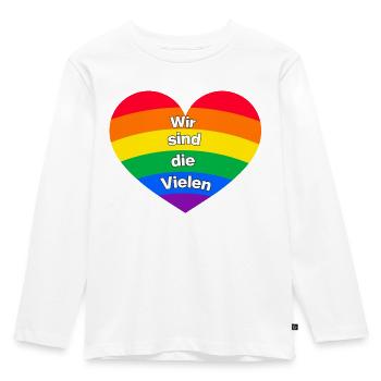WIR SIND DIE VIELEN, DEMOKRATIE, PRIDE, LGBTQ+ - Kinder Premium Bio Langarmshirt - Weiß - Vorne - AI Model Kid Female (0cm)