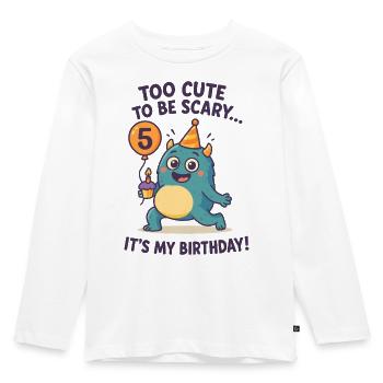 Too Cute To Be Scary 5. Geburtstag Monster - Kinder Premium Bio Langarmshirt - Weiß - Vorne - AI Model Kid Female (0cm)