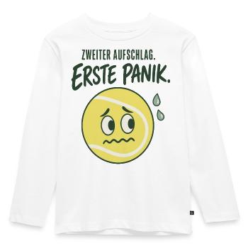 Erste Panik Zweiter Aufschlag Lustiger Tennisball - Kinder Premium Bio Langarmshirt - Weiß - Vorne - AI Model Kid Female (0cm)