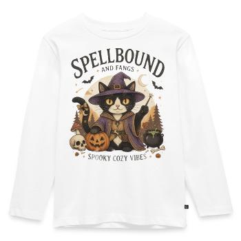 Verzauberte Katzenhexe - Kinder Premium Bio Langarmshirt - Weiß - Vorne - AI Model Kid Female (0cm)