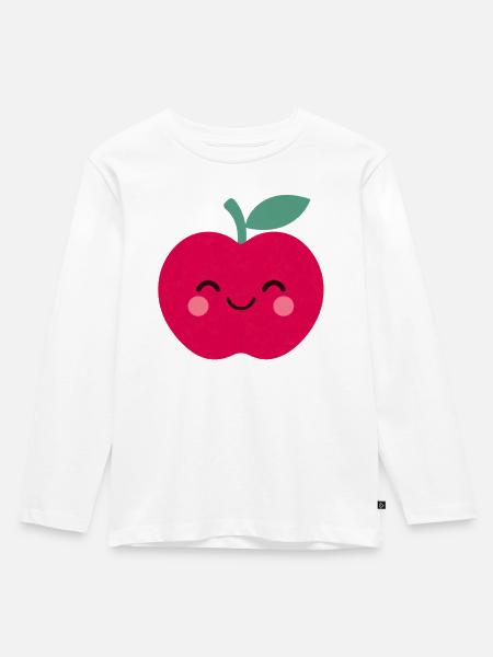 lachender roter Apfel - Kinder Premium Bio Langarmshirt - Weiß