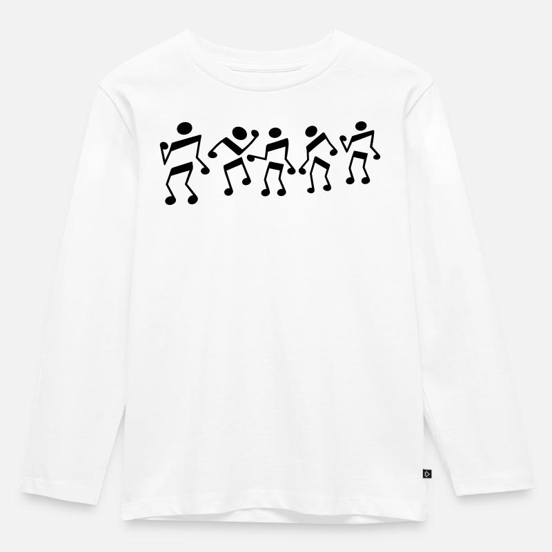 tanzende Noten - Kinder Premium Bio Langarmshirt - Weiß