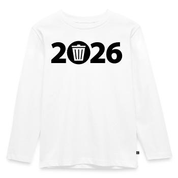 Trash 2026, Abfall 2026, Dreck 2026 - Kinder Premium Bio Langarmshirt - Weiß - Vorne - AI Model Kid Female (0cm)