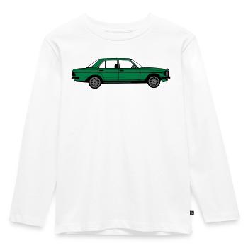 MB W123 ,Youngtimer ,Oldtimer, seitlich ..(25) - Kinder Premium Bio Langarmshirt - Weiß - Vorne - AI Model Kid Female (0cm)
