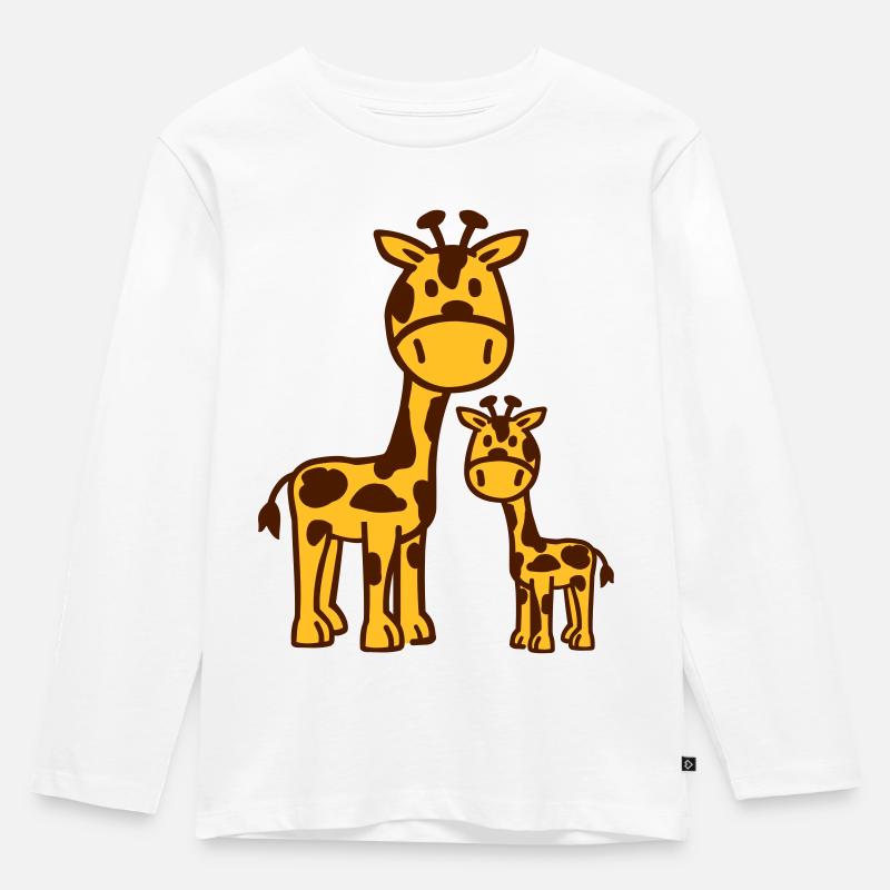 Giraffe - Kinder Premium Bio Langarmshirt - Weiß