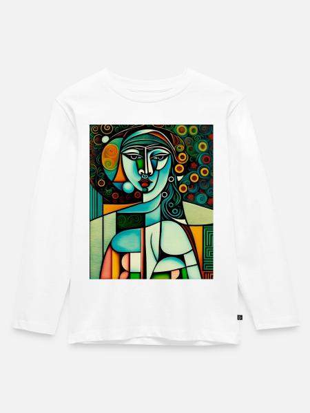 Kunstwerk Frau - Kinder Premium Bio Langarmshirt - Weiß