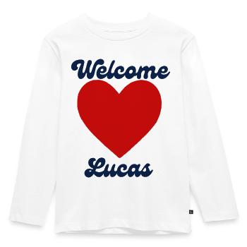Lucas herzlich willkommen - Kinder Premium Bio Langarmshirt - Weiß - Vorne - AI Model Kid Female (0cm)