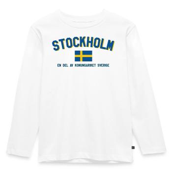 Stockholm Retro Flagge - Kinder Premium Bio Langarmshirt - Weiß - Vorne - AI Model Kid Female (0cm)