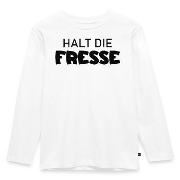 Halt die Fresse - Cooler Spruch - Kinder Premium Bio Langarmshirt - Weiß - Vorne - AI Model Kid Female (0cm)