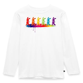 Bunte Hasen Silhouette Regenbogen Kinder Motiv - Kinder Premium Bio Langarmshirt - Weiß - Vorne - AI Model Kid Female (0cm)