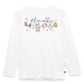 November Herbstzauber  - Kinder Premium Bio Langarmshirt - Weiß - Vorne - AI Model Kid Female (0cm)
