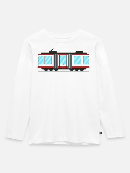 Tram Straßenbahn - Kinder Premium Bio Langarmshirt - Weiß