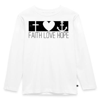 Faith Love Hope - Faith Love Hope with Symbol - Kids' Premium Longsleeve Shirt - white - Front - AI Model Kid Female (0cm)