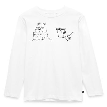 Castle Sandcastle Line Art Beach Theme - Kids' Premium Longsleeve Shirt - white - Front - AI Model Kid Female (0cm)